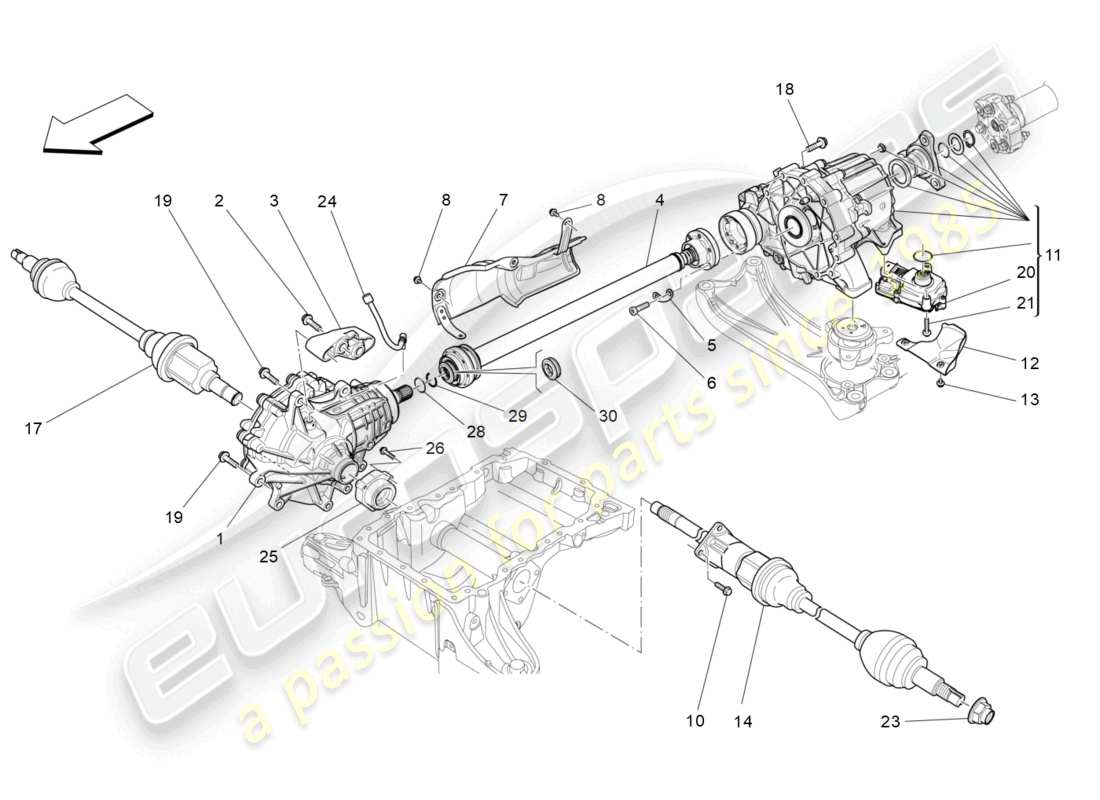 maserati levante (2017) vorderräder getriebe teilediagramm