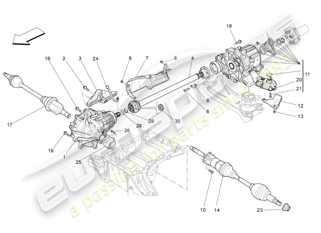 maserati levante trofeo (2020) vorderräder getriebe teilediagramm