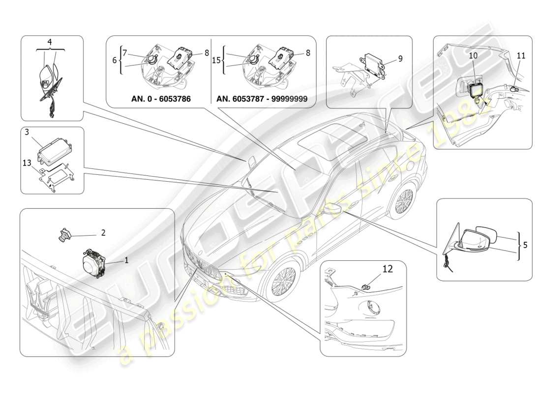 maserati levante (2020) fahrassistenzsystem teilediagramm
