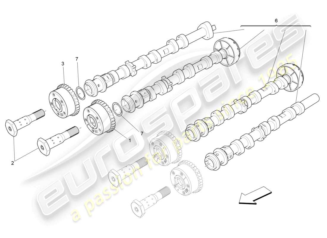 maserati levante (2019) rh zylinderkopf nockenwellen ersatzteildiagramm