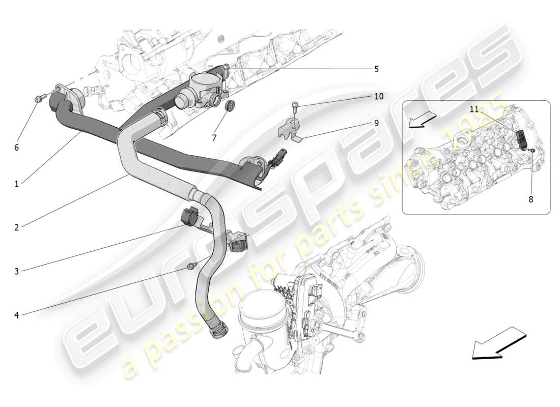 maserati grecale trofeo (2023) öldampf-rückführungssystem - teilediagramm