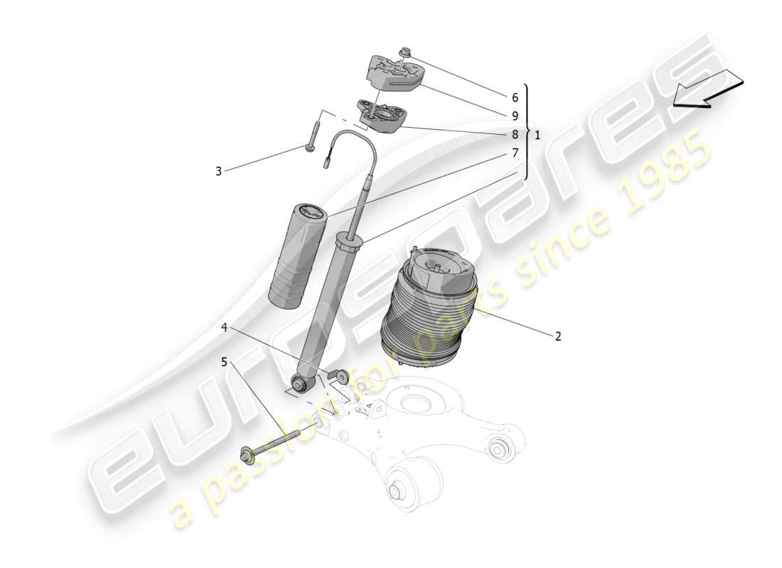 maserati grecale trofeo (2023) hintere stossdämpfergeräte teilediagramm