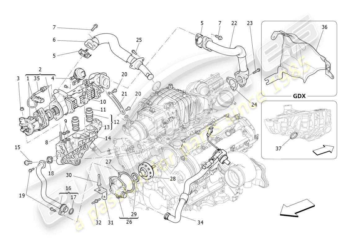 maserati levante (2017) öldampf-rückführungssystem - teilediagramm