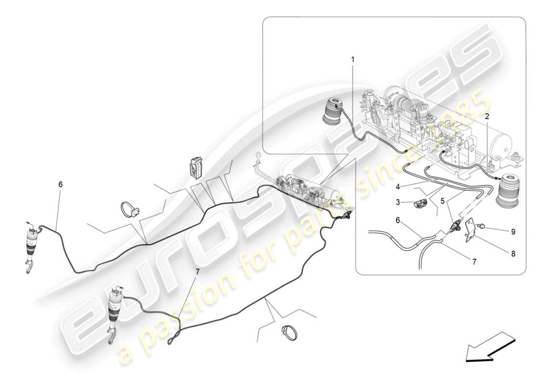 maserati levante trofeo (2020) luftfederungssystem teilediagramm