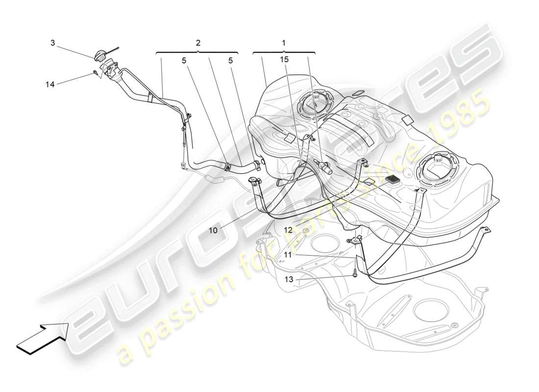 maserati levante modena (2022) kraftstofftank teilediagramm