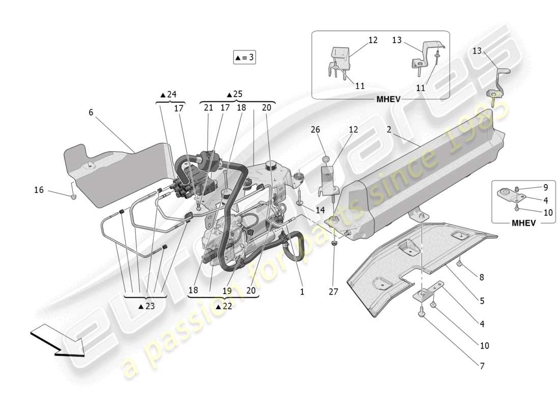 maserati grecale trofeo (2023) luftfederungssystem teilediagramm