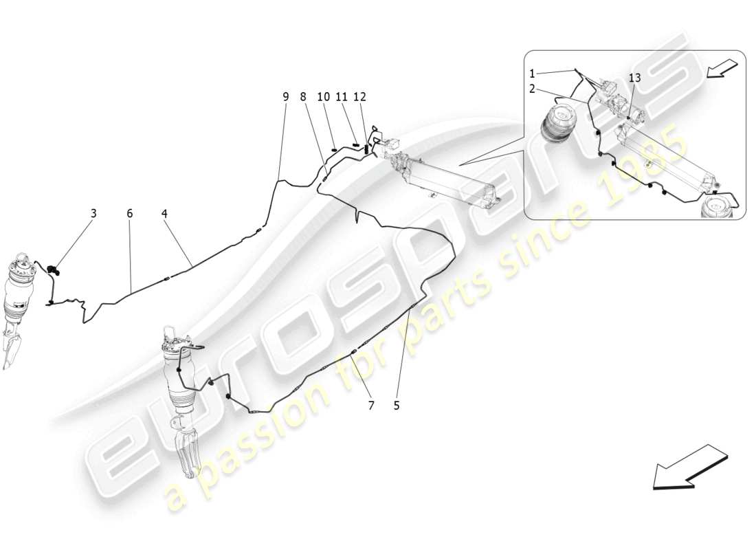 maserati grecale trofeo (2023) luftfederungssystem teilediagramm