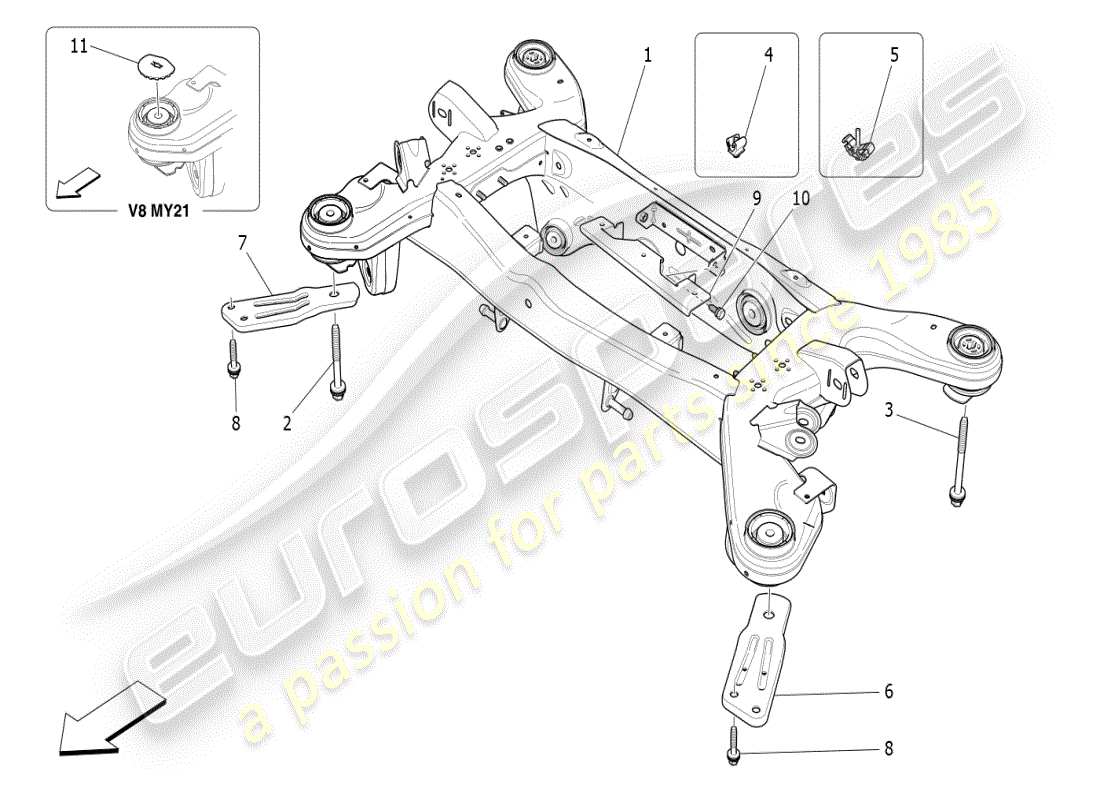 maserati ghibli (2021) hinteres fahrgestell teilediagramm