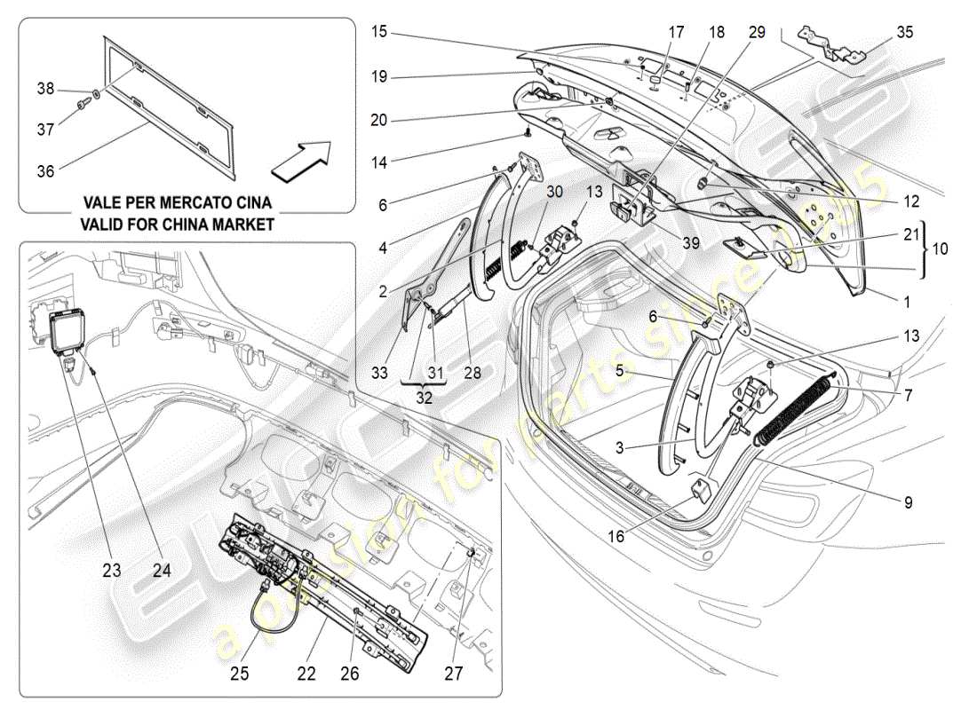 maserati ghibli (2019) hintere klappe - teilediagramm