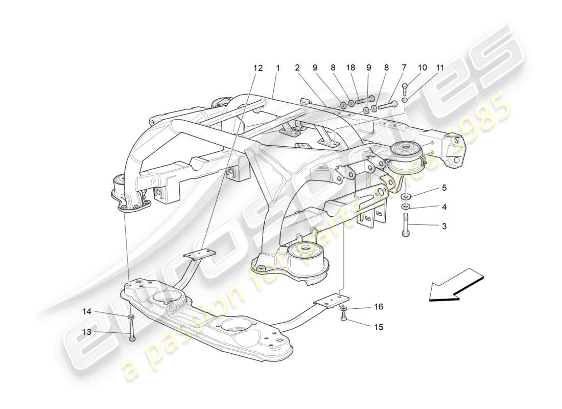 maserati granturismo mc stradale (2011) hinteres fahrgestell teilediagramm