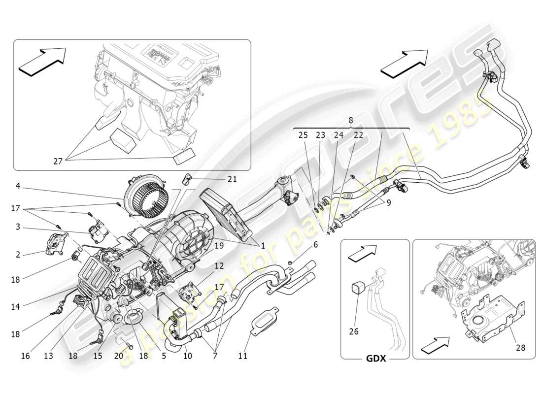 maserati levante modena (2022) klimaanlage: tunnelgeräte ersatzteildiagramm