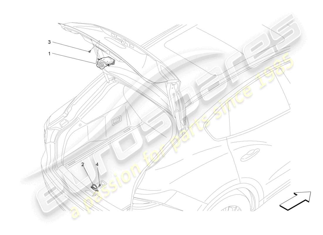 maserati levante tributo (2021) teilediagramm für die heckklappe-öffnungssteuerung