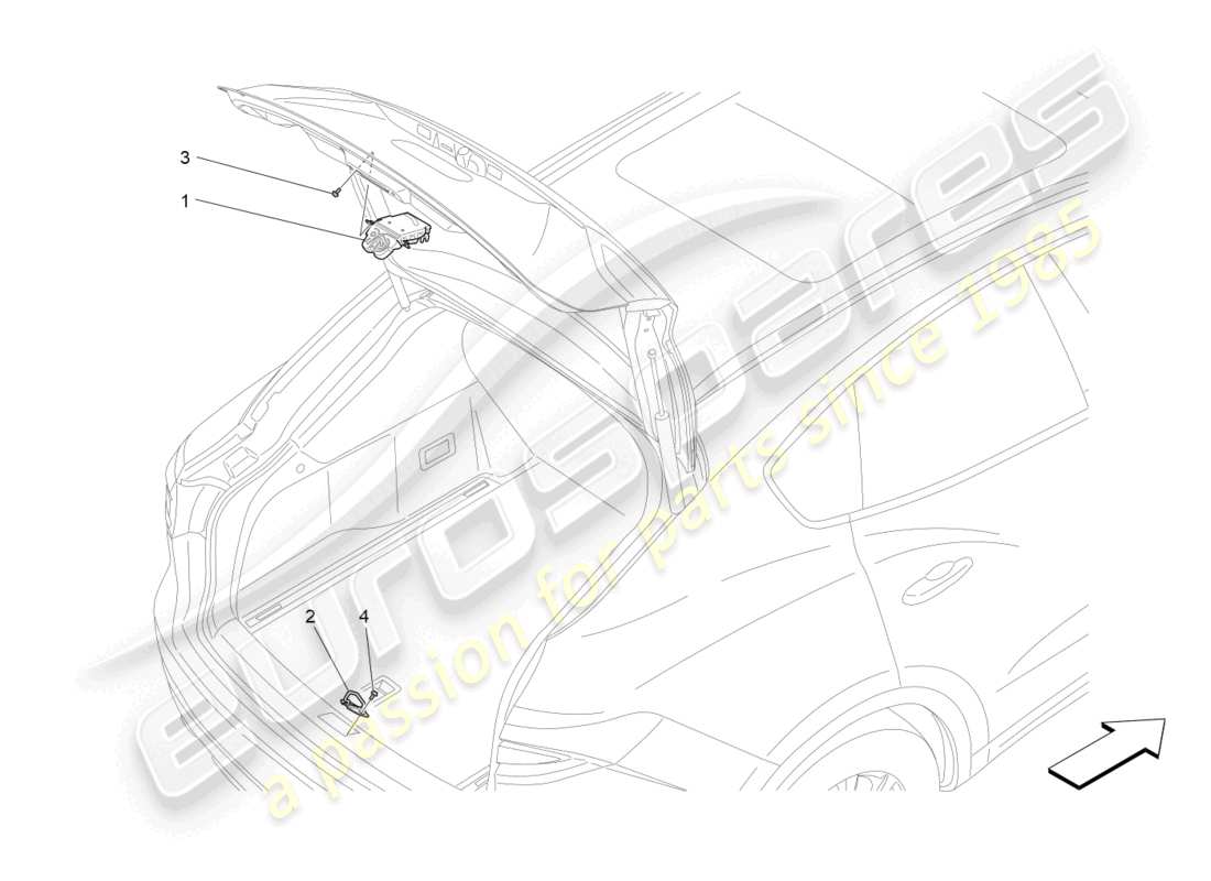 maserati levante trofeo (2020) teilediagramm für die heckklappe-öffnungssteuerung