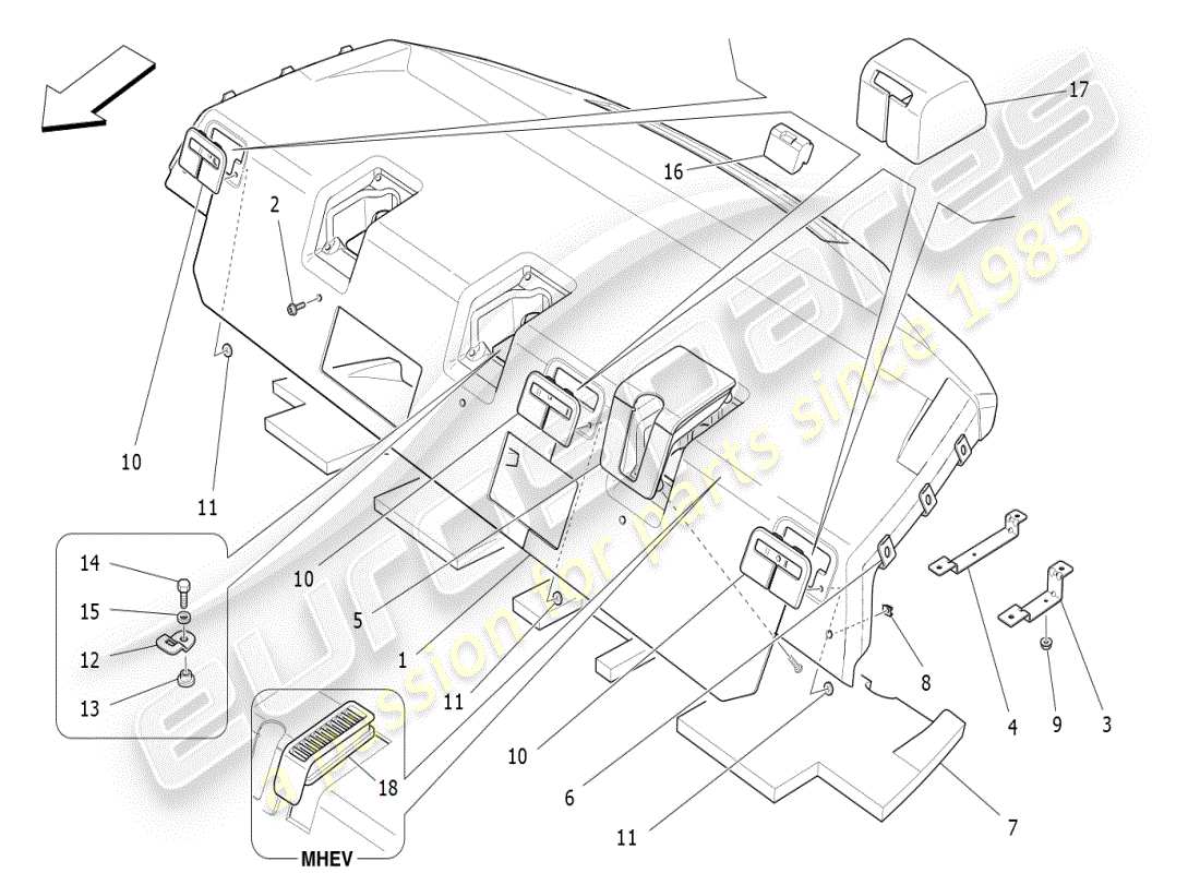 maserati ghibli (2021) hintere hauablage ersatzteildiagramm