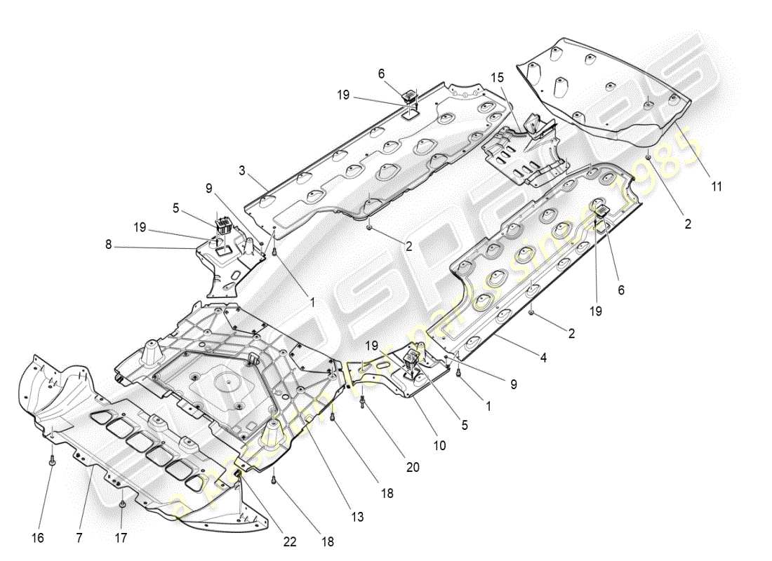 maserati ghibli (2019) unterboden- und unterflurschutz teilediagramm