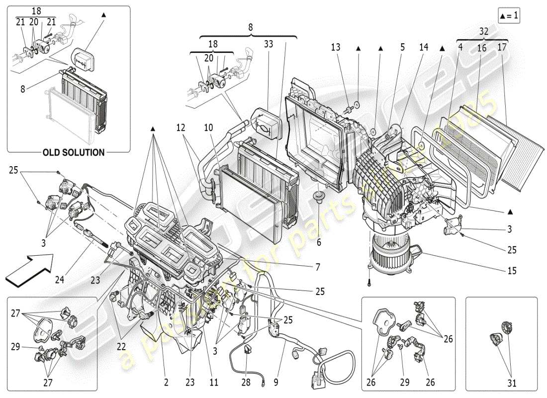 maserati ghibli (2019) klimaanlage: armaturenbrettgeräte ersatzteildiagramm