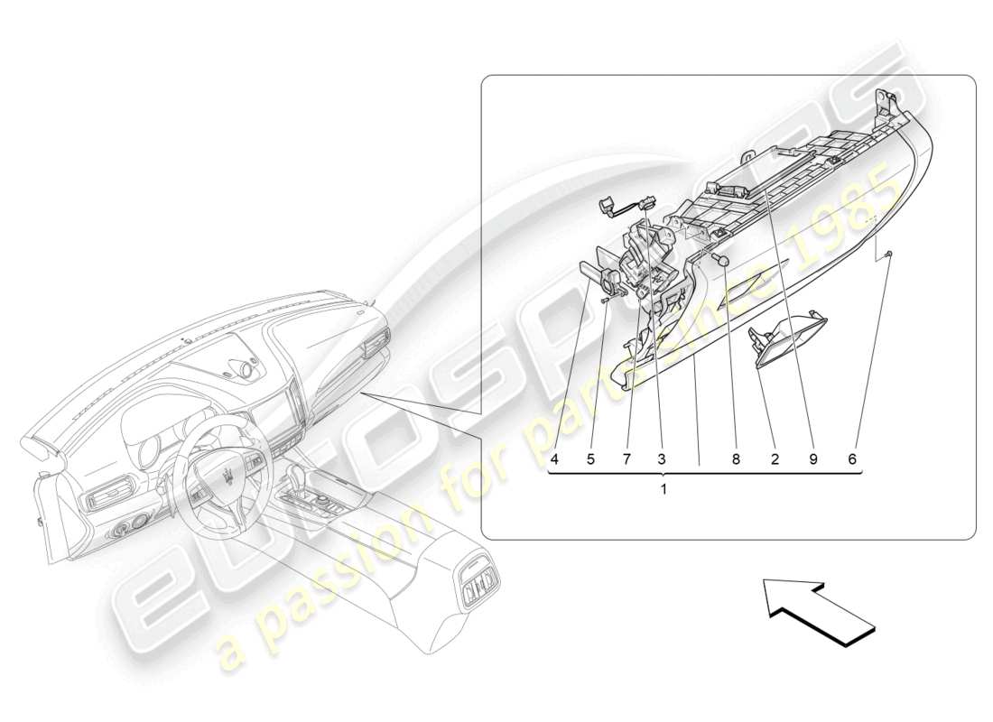 maserati levante modena (2022) handschuhfächer ersatzteildiagramm