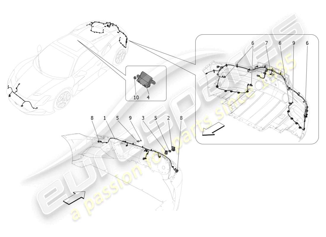 maserati mc20 cielo (2023) parksensoren teilediagramm