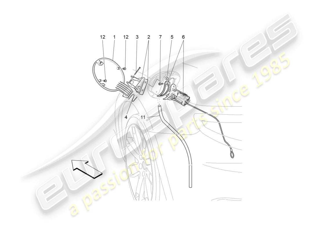 maserati grancabrio mc (2013) kraftstofftanktür und bedienelemente teilediagramm