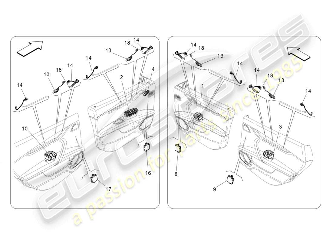 maserati quattroporte (2018) türgeräte ersatzteildiagramm