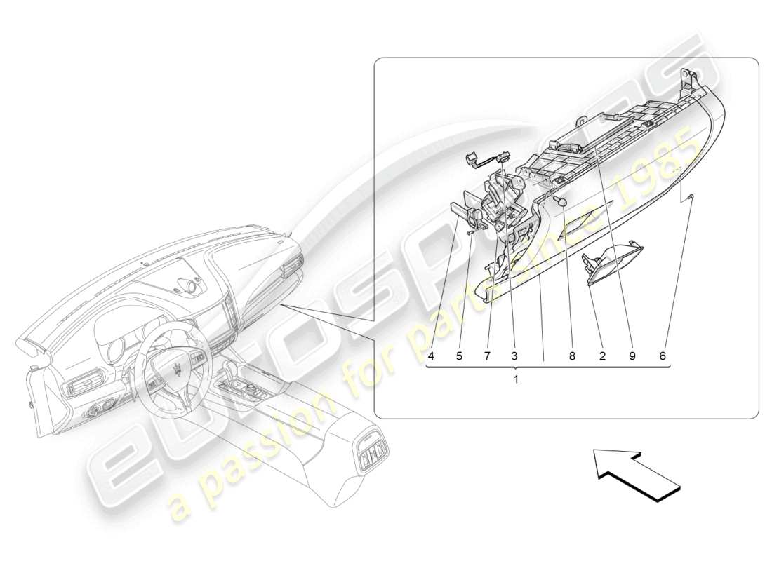 maserati levante (2020) handschuhfächer ersatzteildiagramm