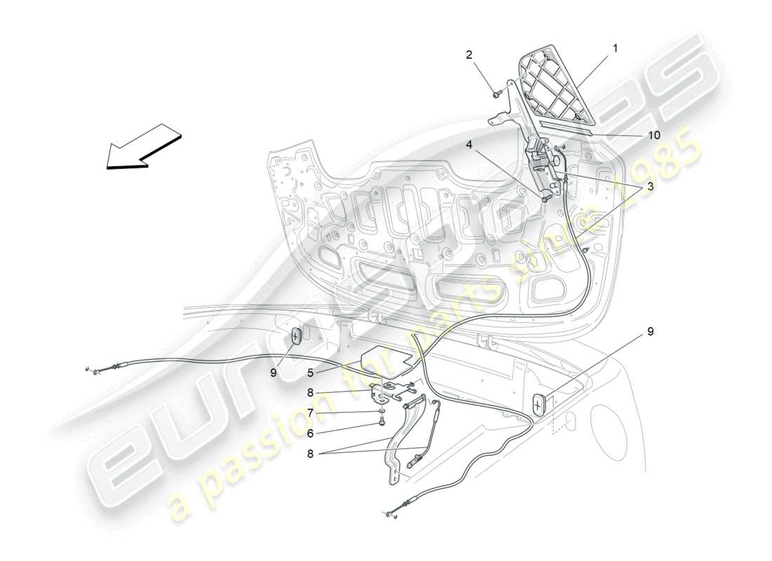 maserati grancabrio mc (2013) elektrisches verdeck: klappen-teilediagramm