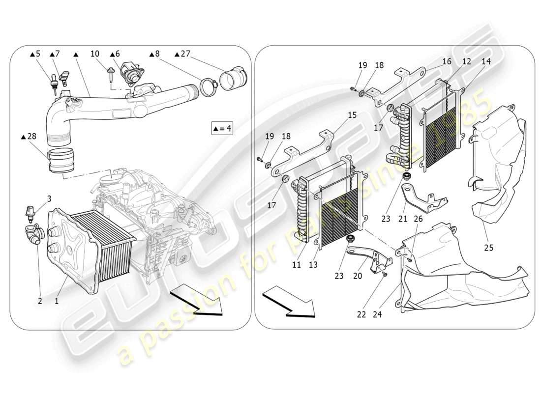 maserati ghibli fragment (2022) ladeluftkühlersystem teilediagramm