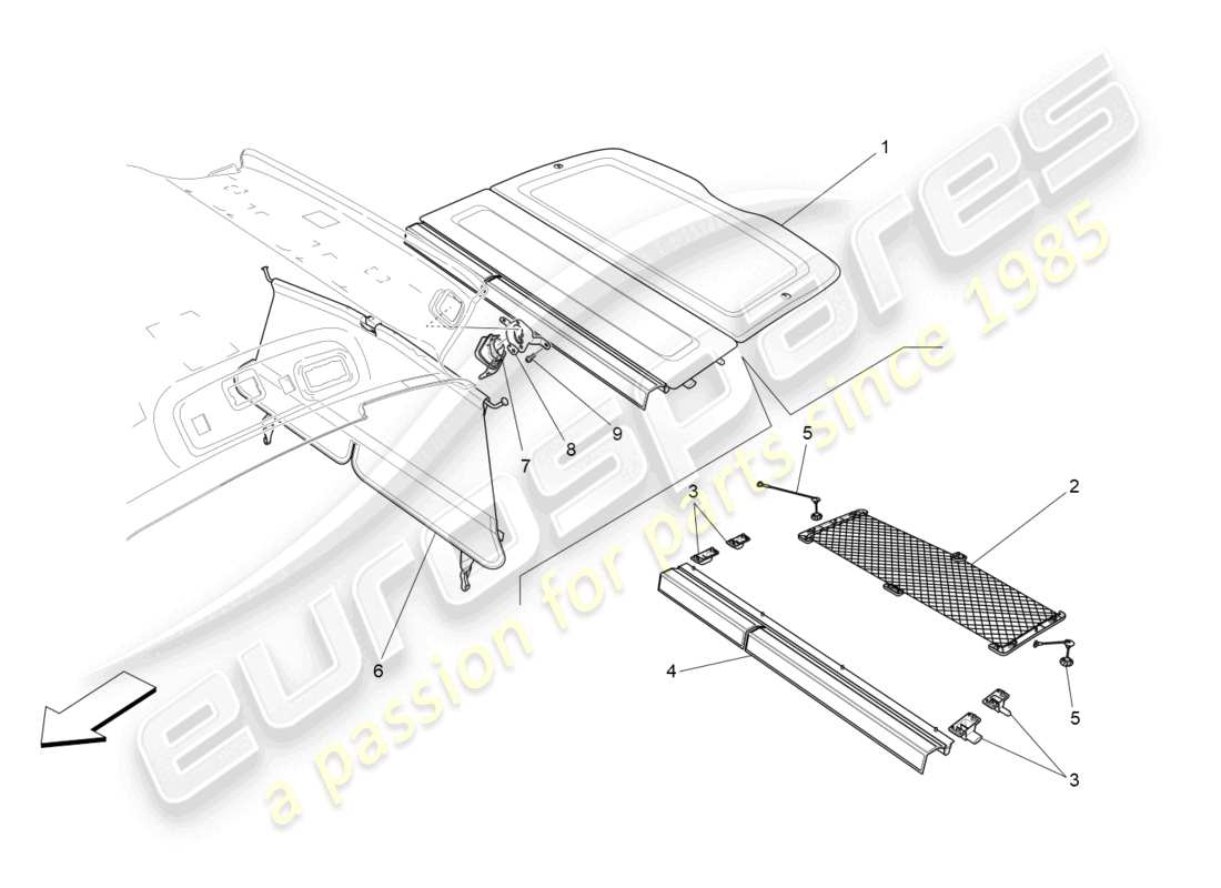 maserati levante gts (2020) hintere hauablage ersatzteildiagramm