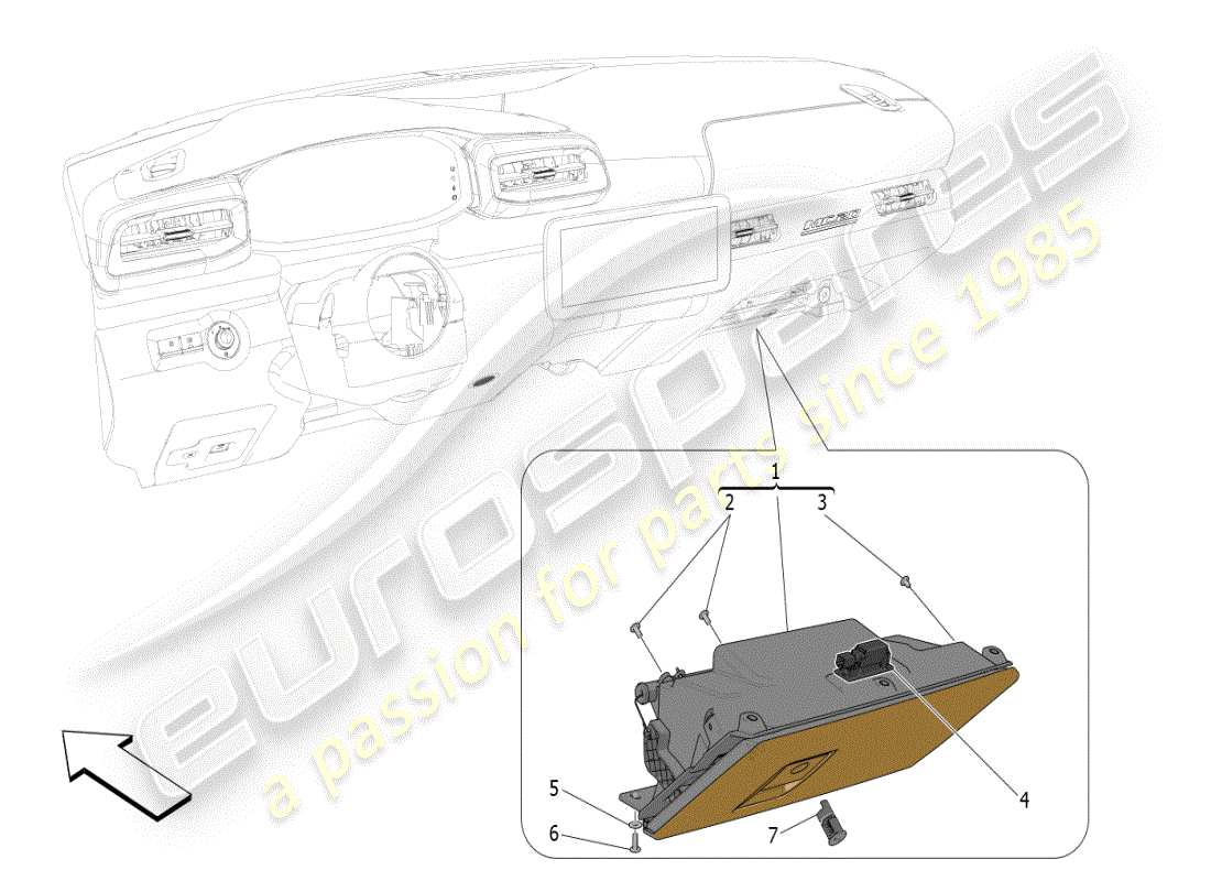 maserati mc20 (2024) handschuhfächer teilediagramm