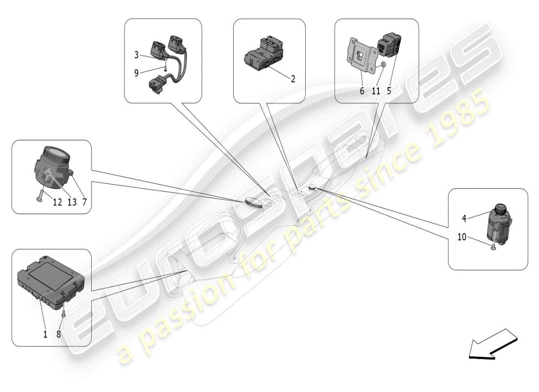 maserati mc20 (2024) mittelkonsolengeräte teilediagramm