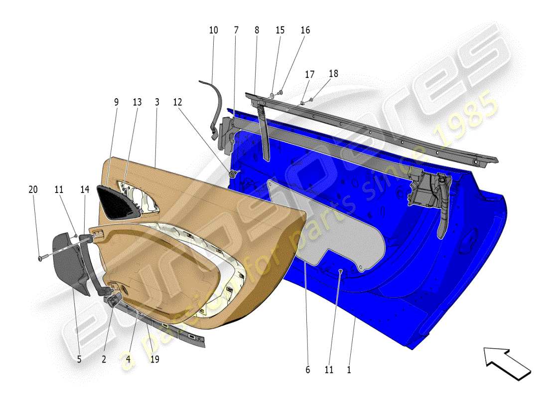 maserati mc20 (2024) türen: zierbleche teilediagramm