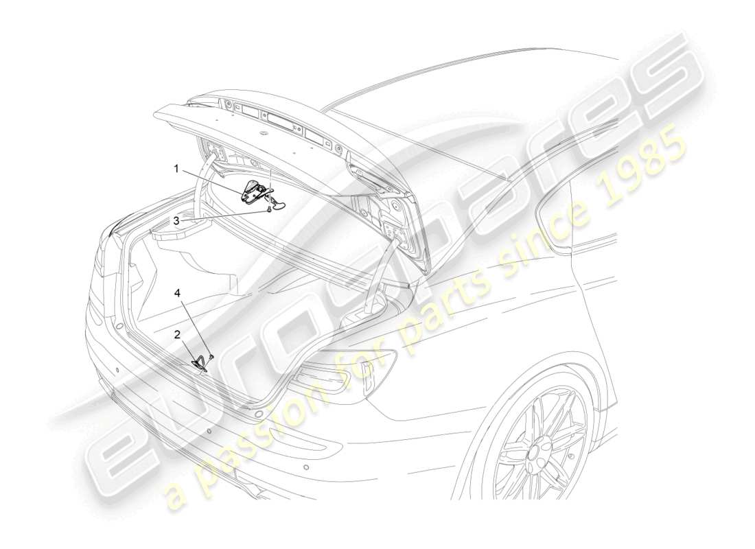 maserati quattroporte (2018) bedienelement für heckklappenöffnung, teilediagramm