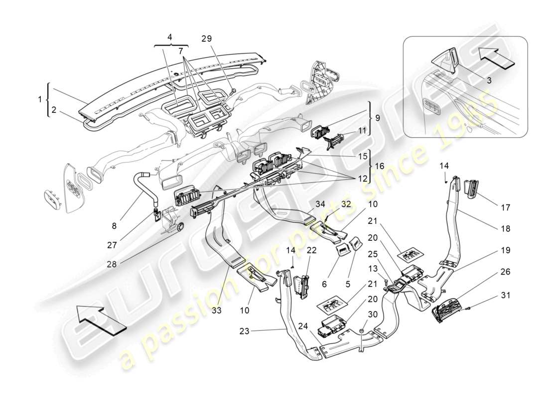 maserati quattroporte (2018) klimaanlage: diffusion teilediagramm