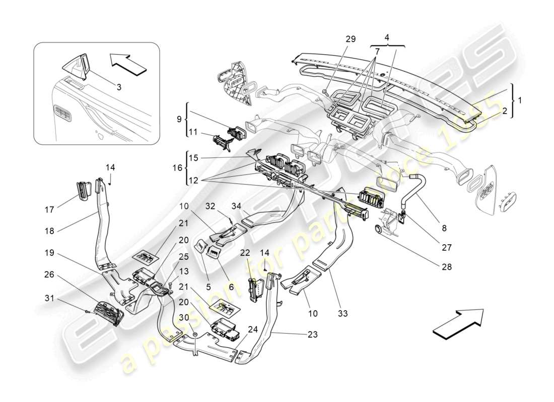 maserati quattroporte (2018) klimaanlage: diffusion teilediagramm