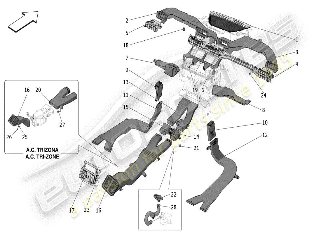 maserati grecale modena (2023) klimaanlage: diffusion teilediagramm