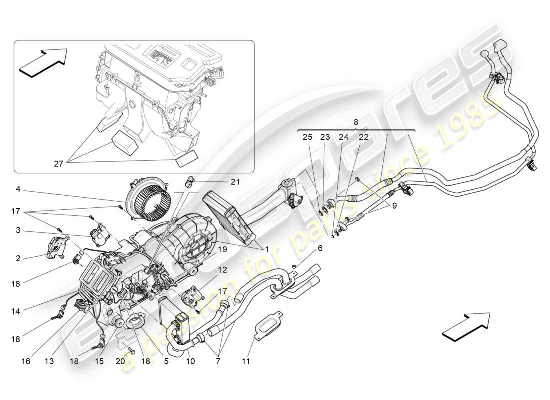 maserati quattroporte (2018) klimaanlage: tunnelgeräte ersatzteildiagramm