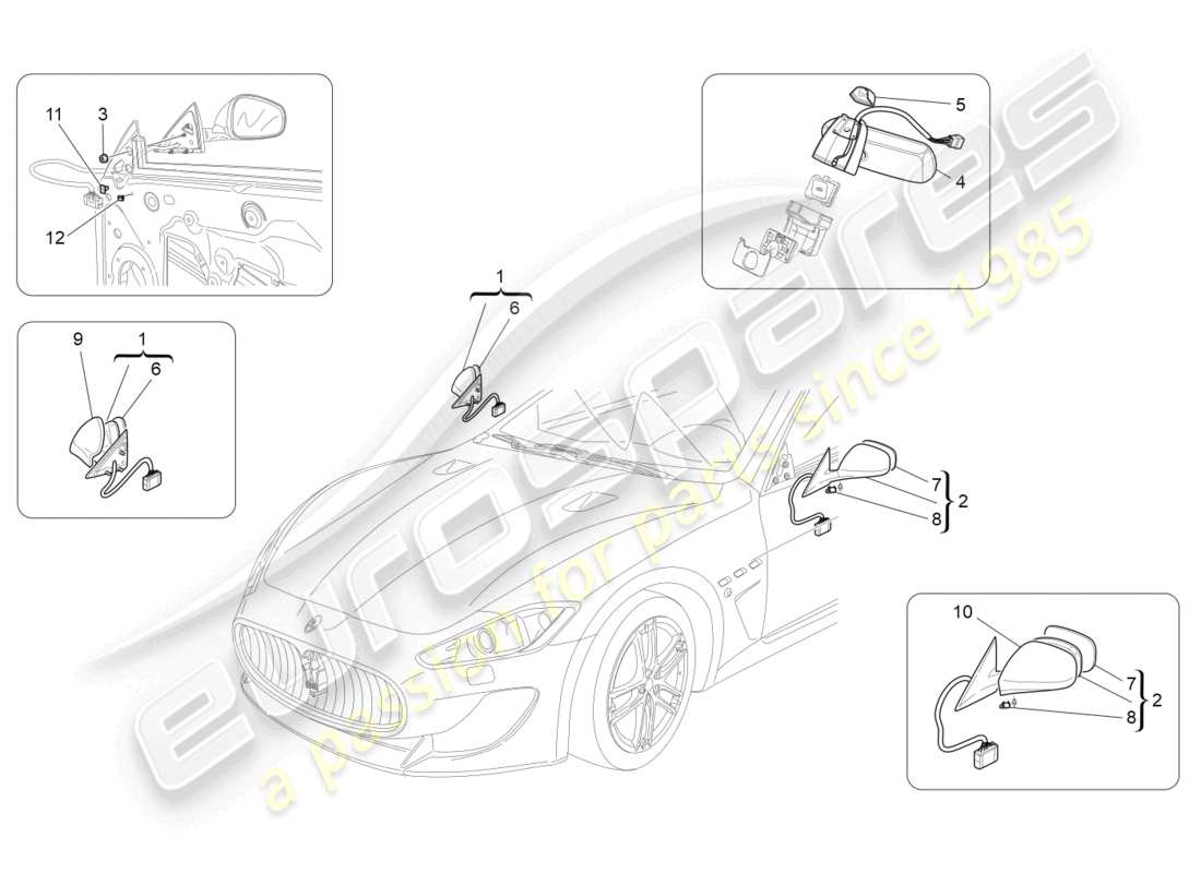 maserati granturismo mc stradale (2012) innen- und aussenrückspiegel teilediagramm