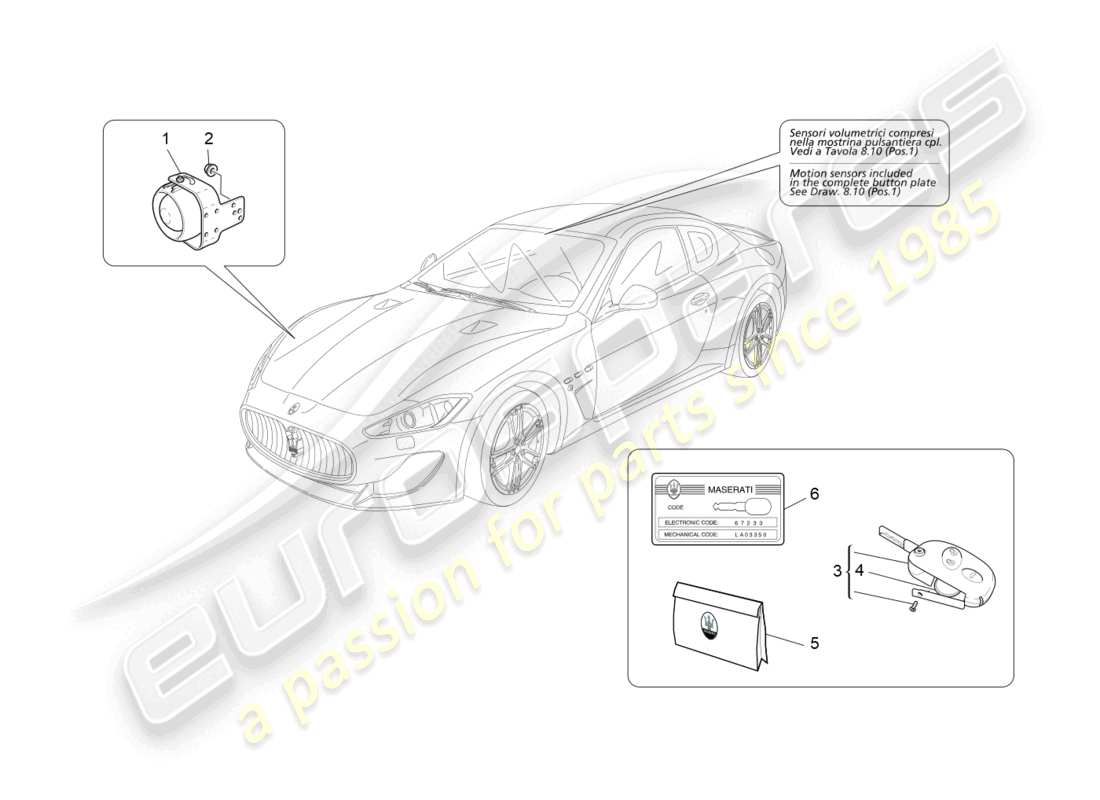 maserati granturismo mc stradale (2011) alarm- und wegfahrsperrensystem teilediagramm