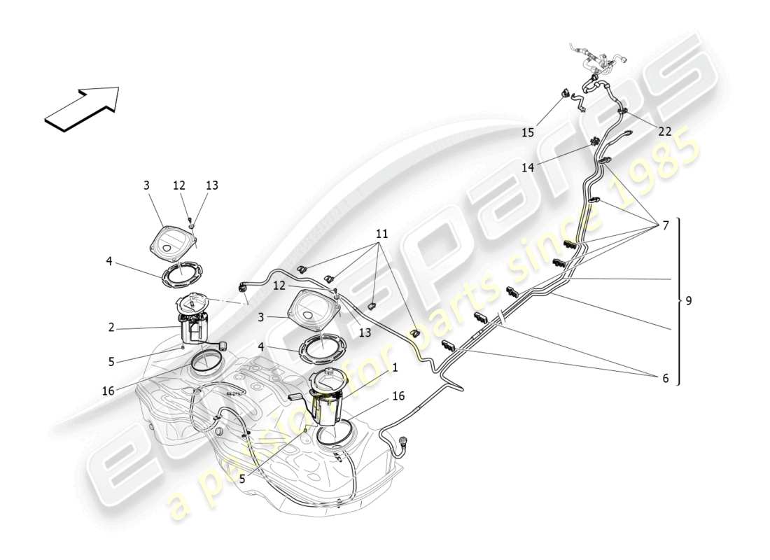 maserati quattroporte (2018) kraftstoffpumpen und anschlussleitungen ersatzteildiagramm