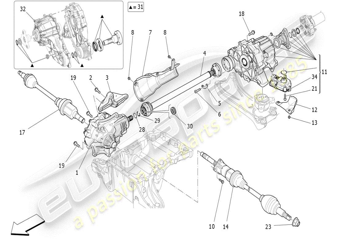 maserati ghibli (2021) vorderräder getriebe teilediagramm