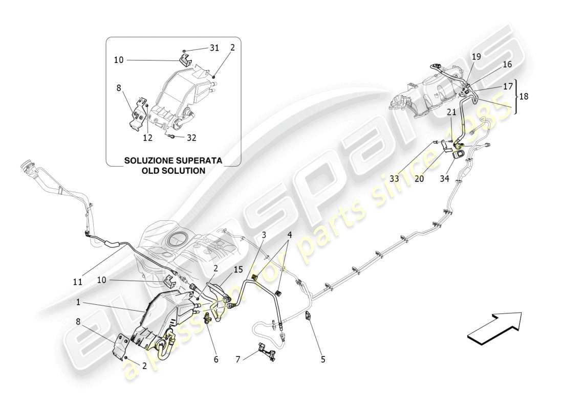 maserati quattroporte (2018) kraftstoffdampf-rückführungssystem teilediagramm