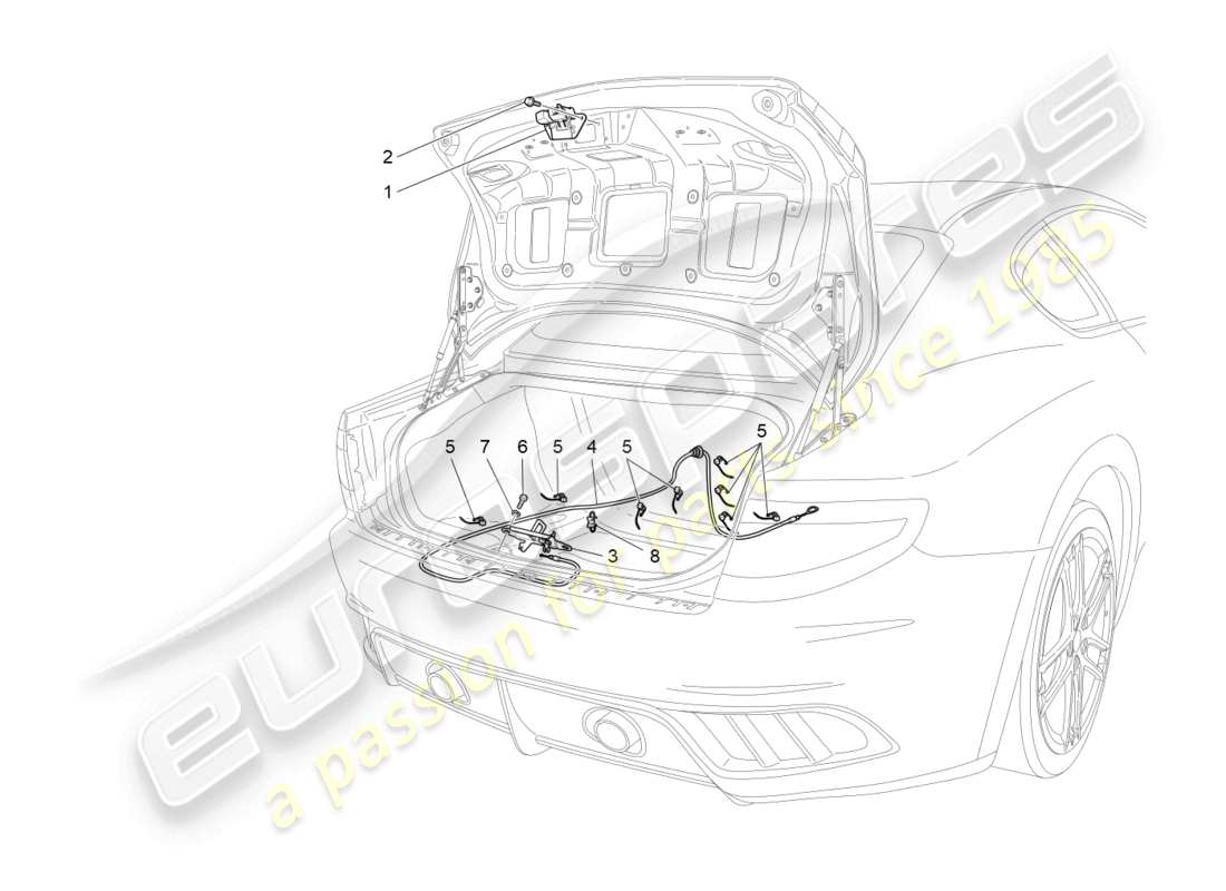 maserati granturismo mc stradale (2011) bedienelement für heckklappenöffnung, teilediagramm