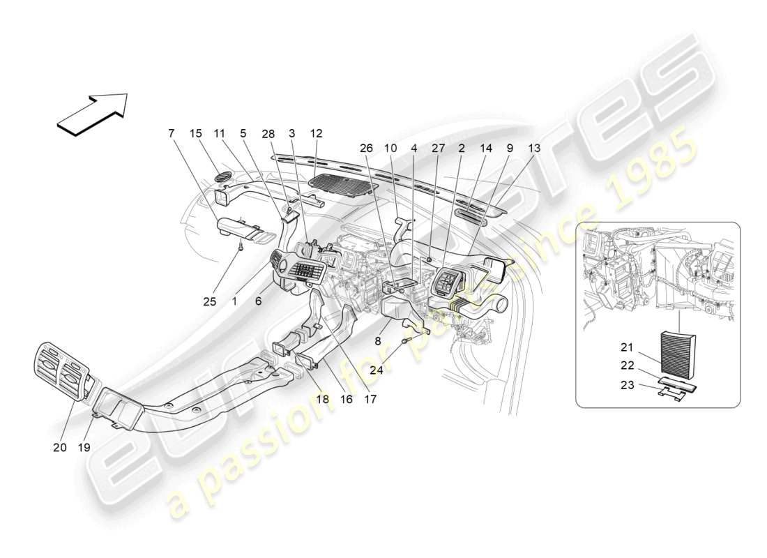 maserati granturismo mc stradale (2012) klimaanlage: diffusion teilediagramm