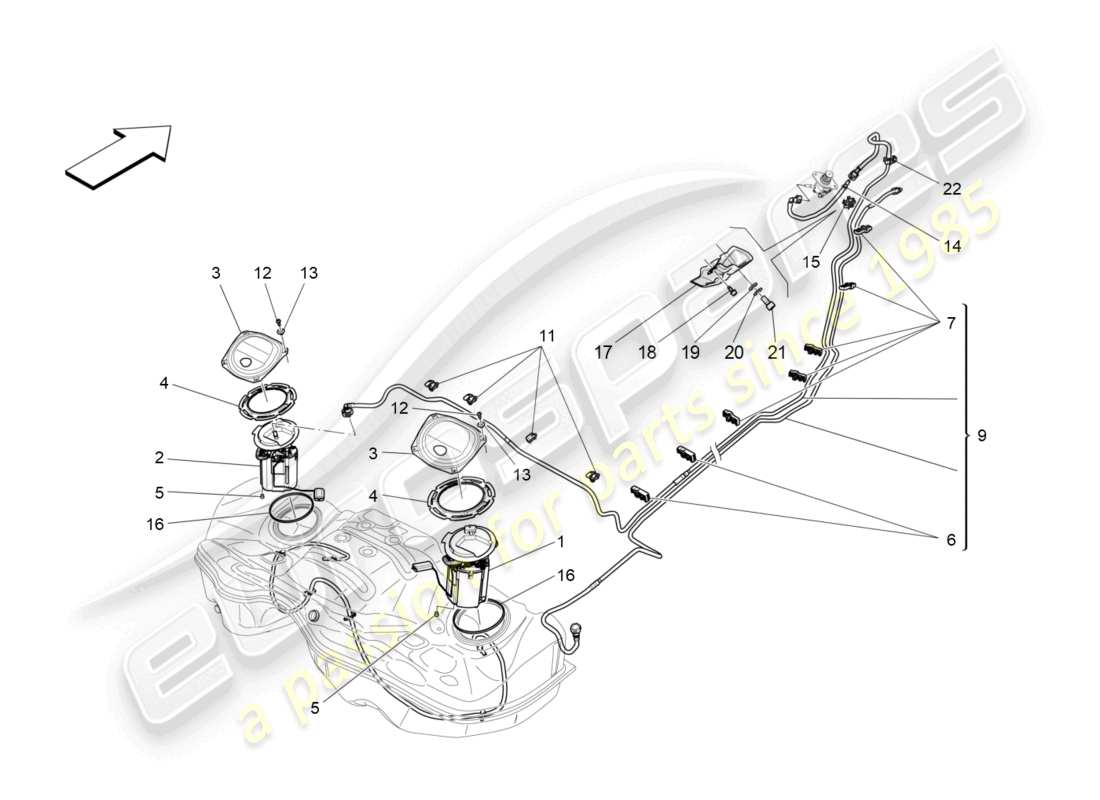 maserati quattroporte (2018) kraftstoffpumpen und anschlussleitungen ersatzteildiagramm