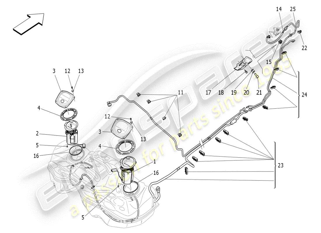 maserati ghibli (2021) kraftstoffpumpen und anschlussleitungen ersatzteildiagramm