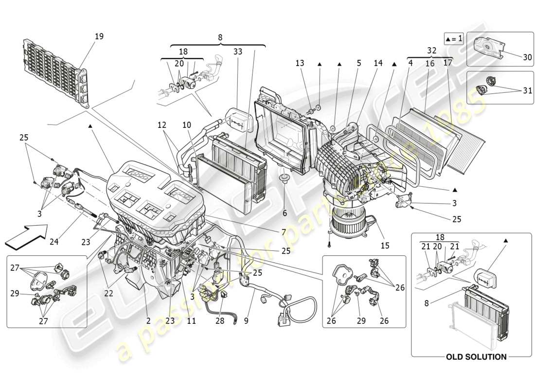 maserati levante (2020) klimaanlage: armaturenbrettgeräte ersatzteildiagramm