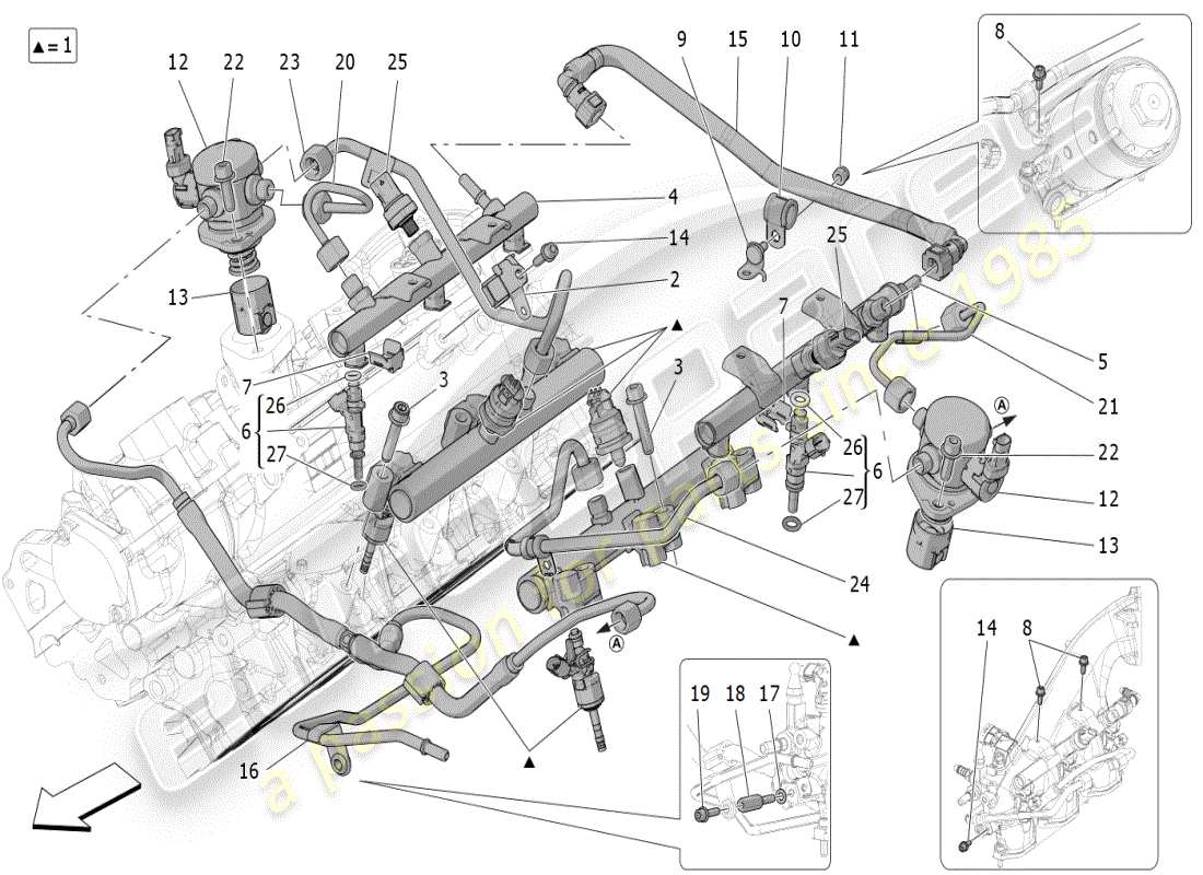 maserati mc20 (2024) kraftstoffpumpen und verbindungsleitungen teilediagramm
