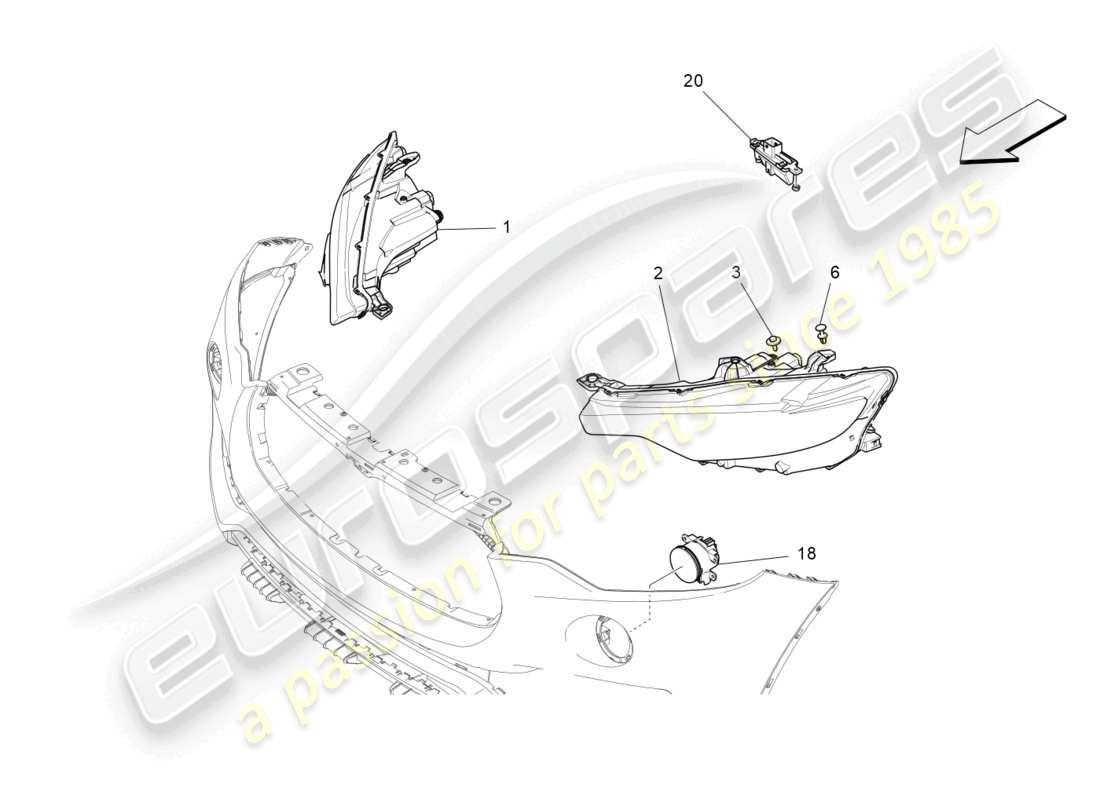 maserati levante trofeo (2020) scheinwerfergruppe ersatzteildiagramm