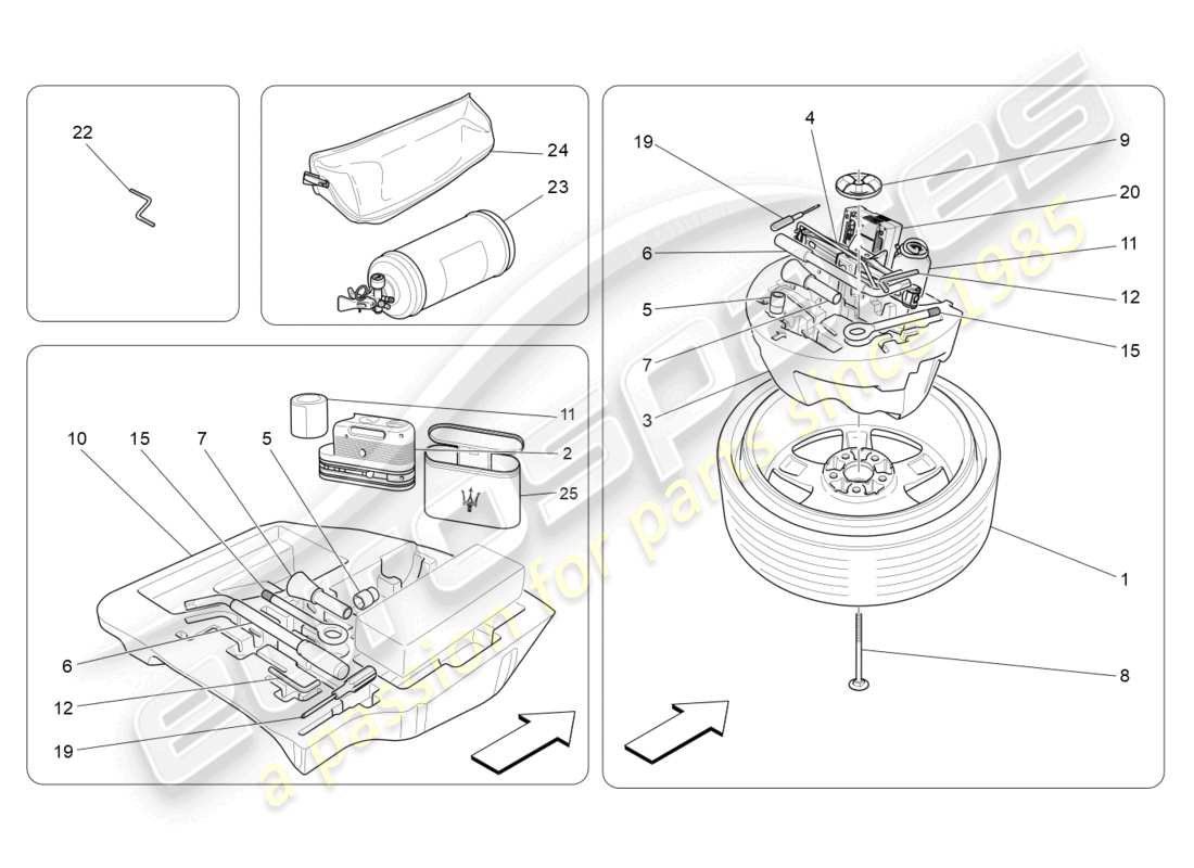 maserati quattroporte (2018) standardmässig mitgeliefertes teilediagramm