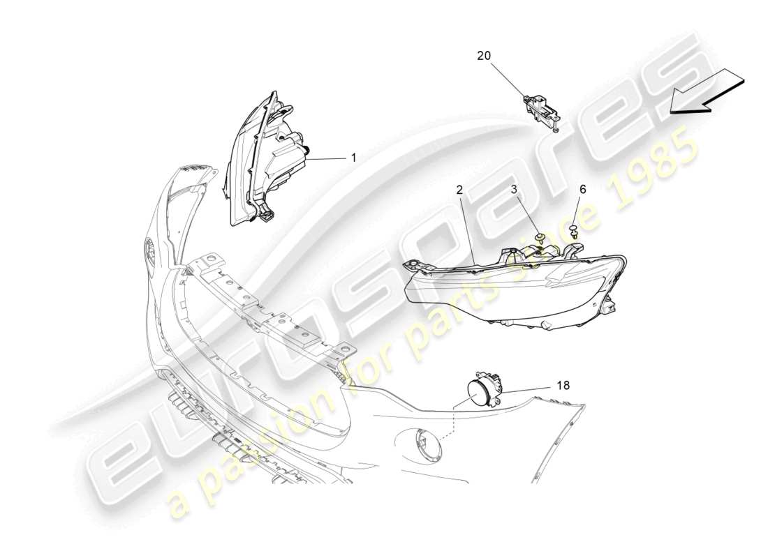 maserati levante (2020) scheinwerfergruppe ersatzteildiagramm